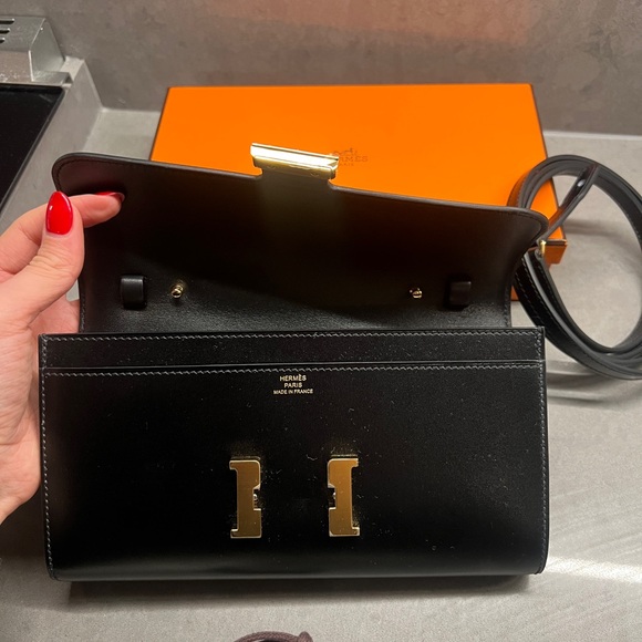 HERMES CONSTANCE TO GO BLACK CROSSBODY CLUTCH HANDBAG NEW - Picture 4 of 12